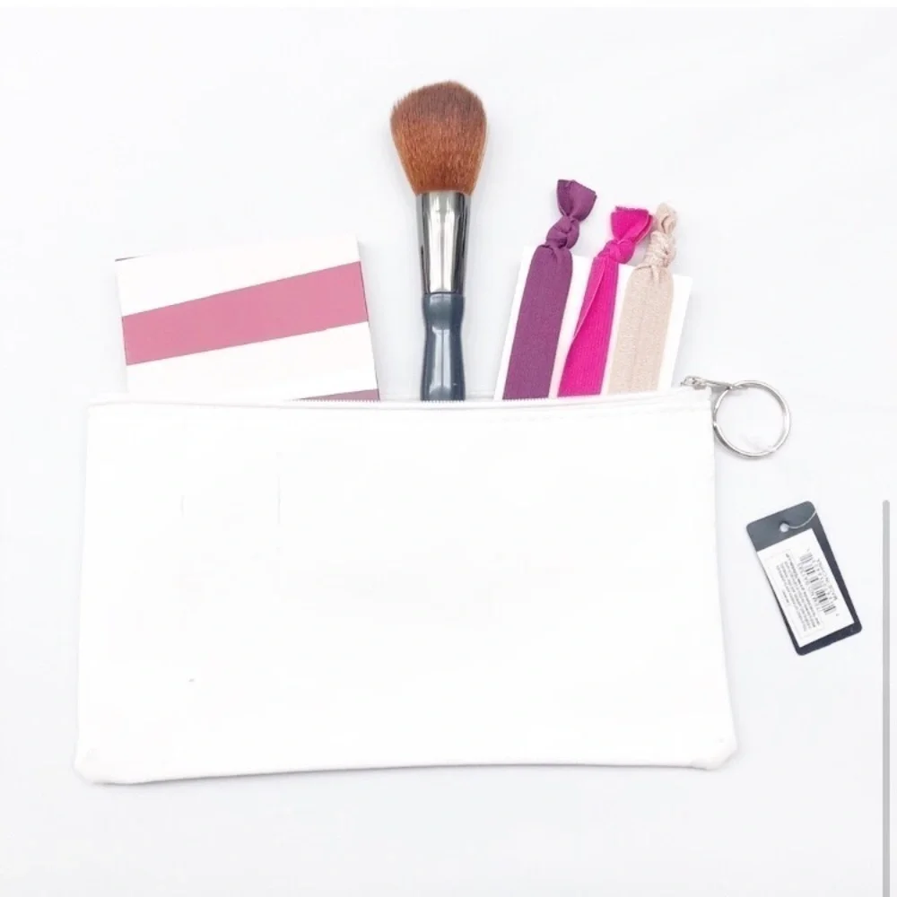 NEW Minky metallic white geometric makeup bag
